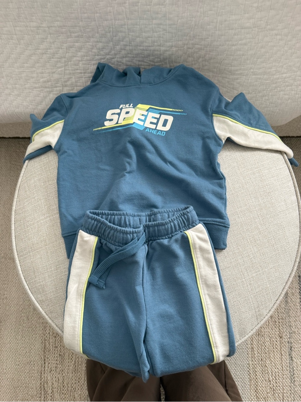 Cat & Jack Teal Blue 'Full Speed' Jogger Set with White & Neon Accents